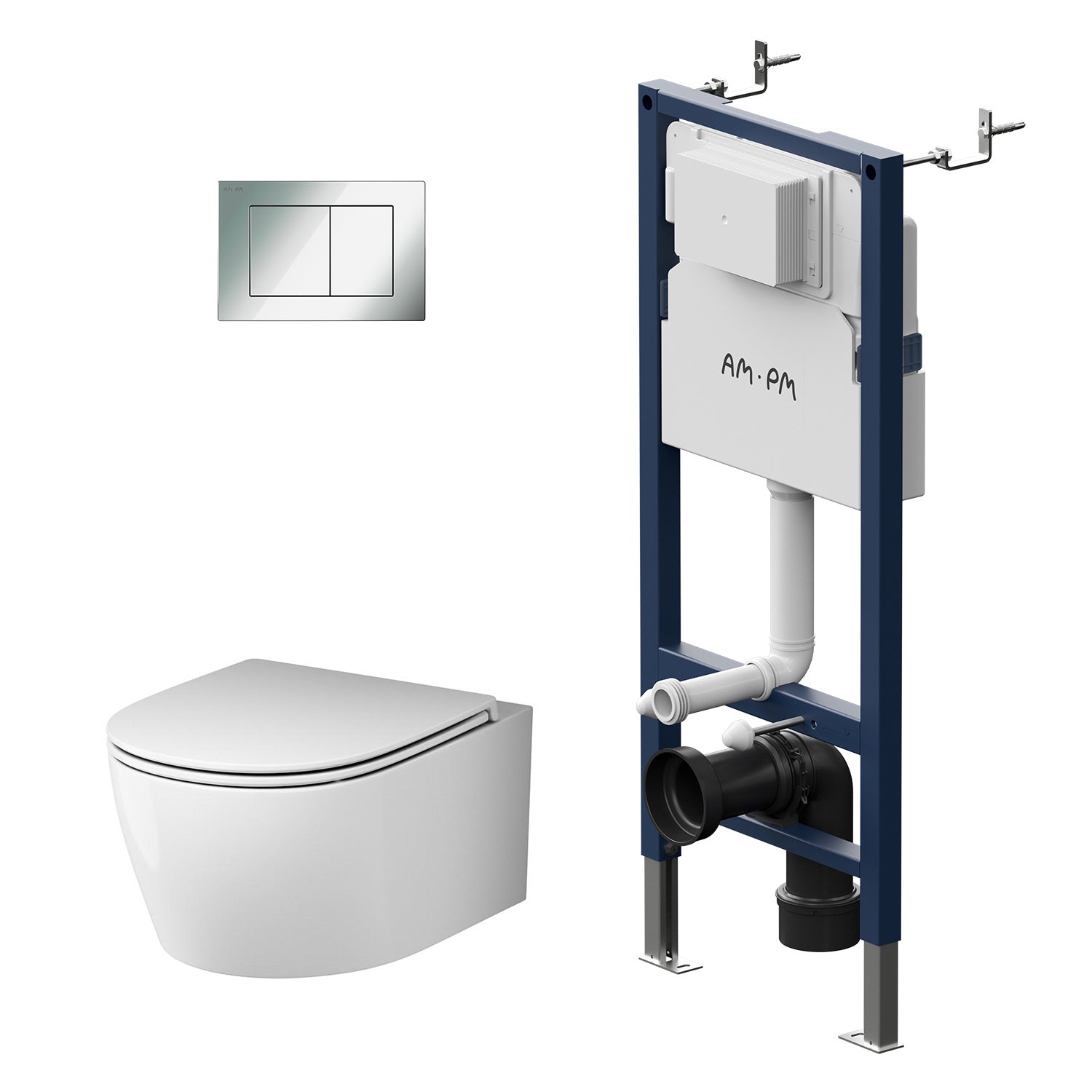 IIS90251.XB1700 Set: Plaque de poussée pour élément de préparoi de toilette mural