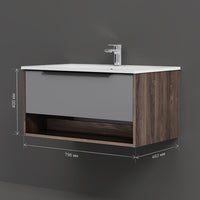 MNA-FHX0801GM-WCC0802WG Waschtischunterschrank mit Becken, 80 cm, 1 Schublade + offene Nische, Graphit matt ampm-store.de