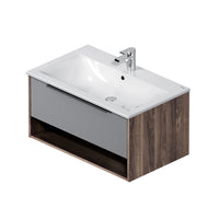 MNA-FHX0801GM-WCC0802WG Waschtischunterschrank mit Becken, 80 cm, 1 Schublade + offene Nische, Graphit matt ampm-store.de