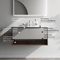 MNA-FHX0801GM-WCC0802WG Waschtischunterschrank mit Becken, 80 cm, 1 Schublade + offene Nische, Graphit matt ampm-store.de