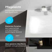 MNA-FHX0801GM-WCC0802WG Waschtischunterschrank mit Becken, 80 cm, 1 Schublade + offene Nische, Graphit matt ampm-store.de