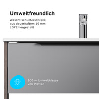 MNA-FHX0801GM-WCC0802WG Waschtischunterschrank mit Becken, 80 cm, 1 Schublade + offene Nische, Graphit matt ampm-store.de