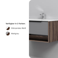 MNA-FHX0801GM-WCC0802WG Waschtischunterschrank mit Becken, 80 cm, 1 Schublade + offene Nische, Graphit matt ampm-store.de