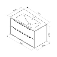 MNA-FHX0802GM-WCC0802WG Waschtischunterschrank mit Becken, 80 cm, 2 Schubladen, Graphit matt ampm-store.de