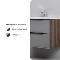 MNA-FHX0802GM-WCC0802WG Waschtischunterschrank mit Becken, 80 cm, 2 Schubladen, Graphit matt ampm-store.de