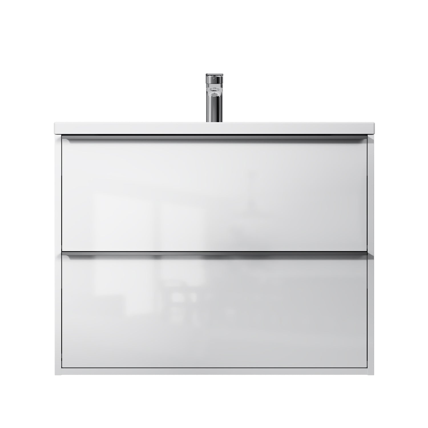 MNA-FHX0802WGSP-WCC0802WG Meuble sous-vasque avec vasque, livré en kit, 80 cm, 2 tiroirs, blanc brillant