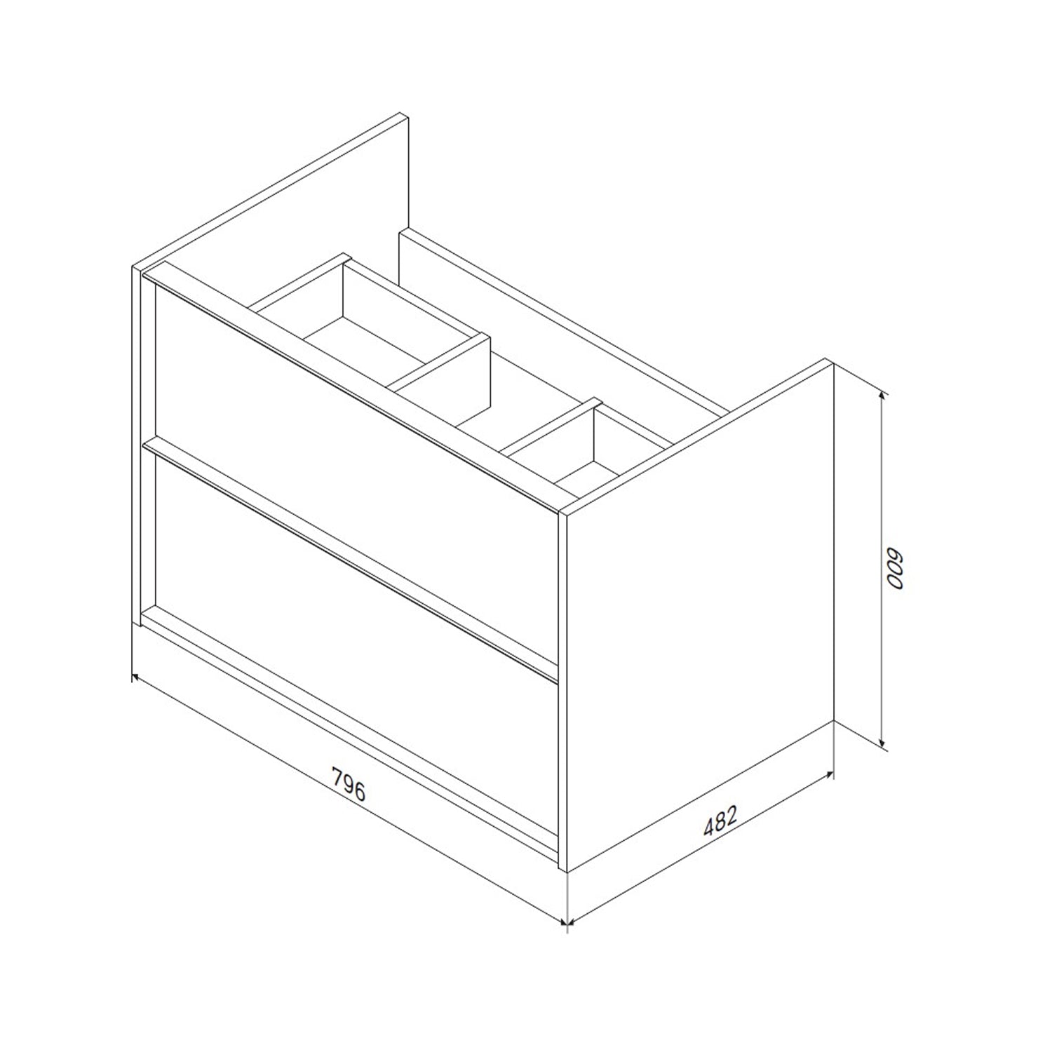 MNA-FHX0802WGSP-WCC0802WG Meuble sous-vasque avec vasque, livré en kit, 80 cm, 2 tiroirs, blanc brillant