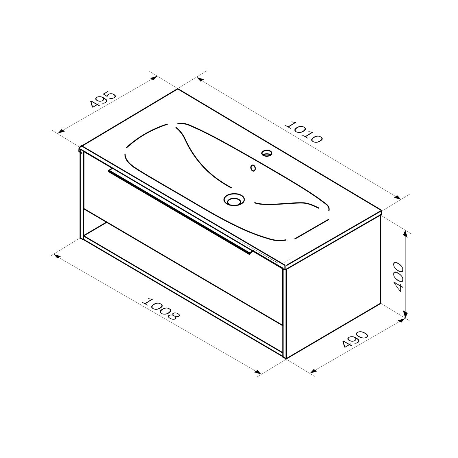 MNA-FHX1001GM-WCC1002WG Waschtischunterschrank mit Becken, 100 cm, 1 Schublade + offene Nische, Graphit matt ampm-store.de