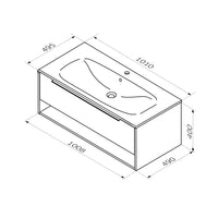 MNA-FHX1001GM-WCC1002WG Waschtischunterschrank mit Becken, 100 cm, 1 Schublade + offene Nische, Graphit matt ampm-store.de