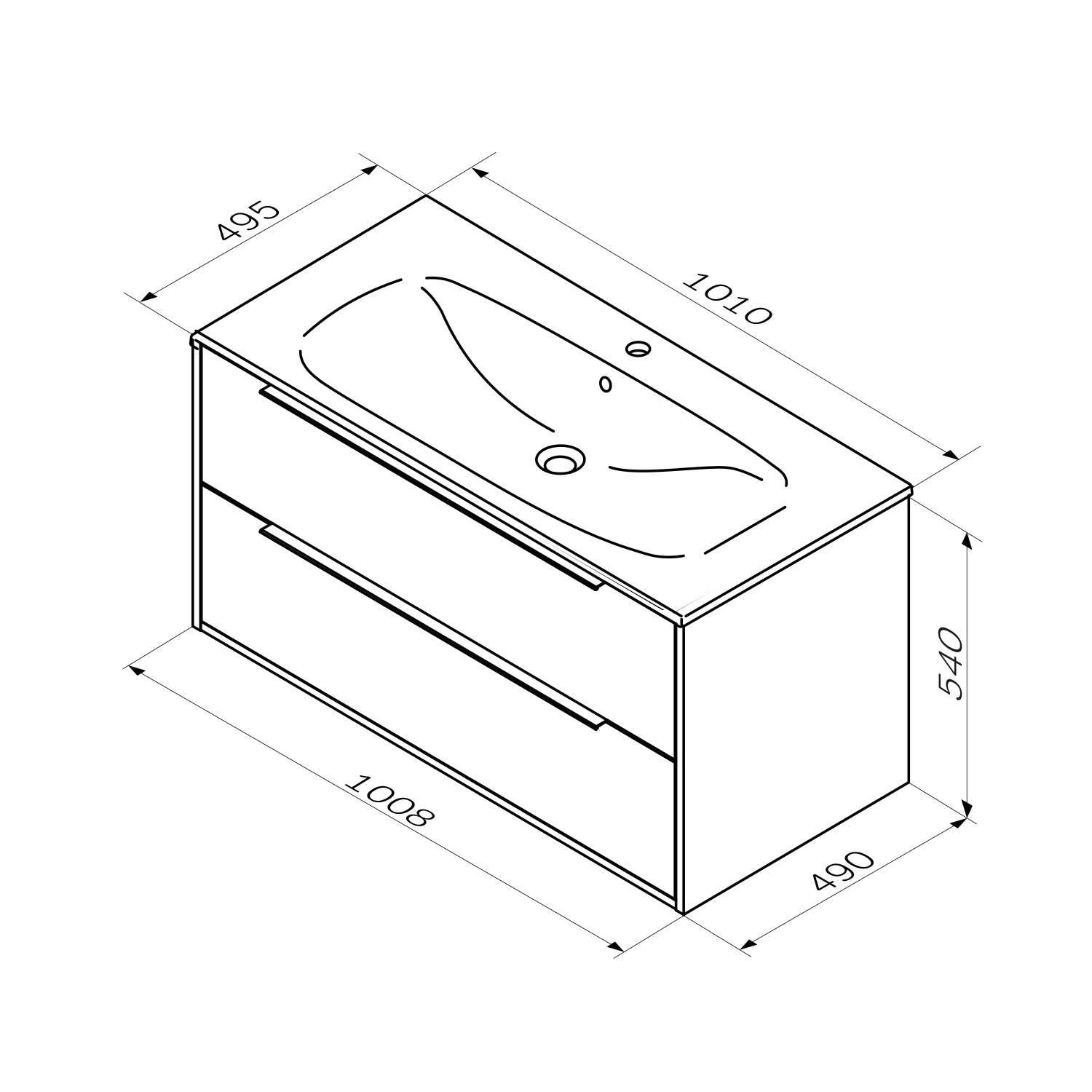 MNA-FHX1002GM-WCC1002WG Waschtischunterschrank mit Becken, 100 cm, 2 Schubladen, Graphit matt ampm-store.de