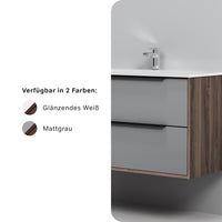 MNA-FHX1002GM-WCC1002WG Waschtischunterschrank mit Becken, 100 cm, 2 Schubladen, Graphit matt ampm-store.de