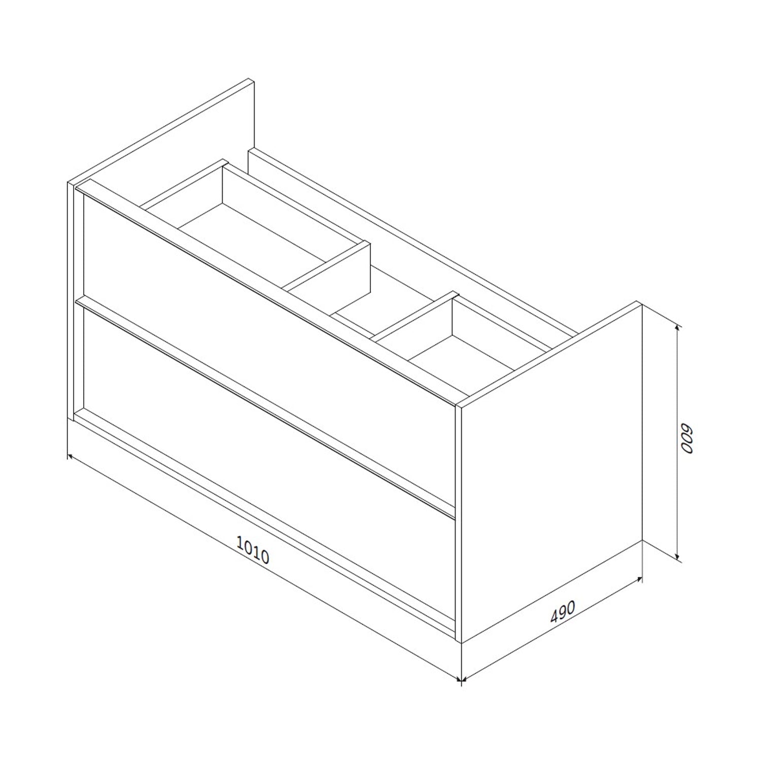 MNA-FHX1002WGSP-WCC1002WG Meuble sous-vasque avec vasque, livré en kit, 100 cm, 2 tiroirs, blanc brillant