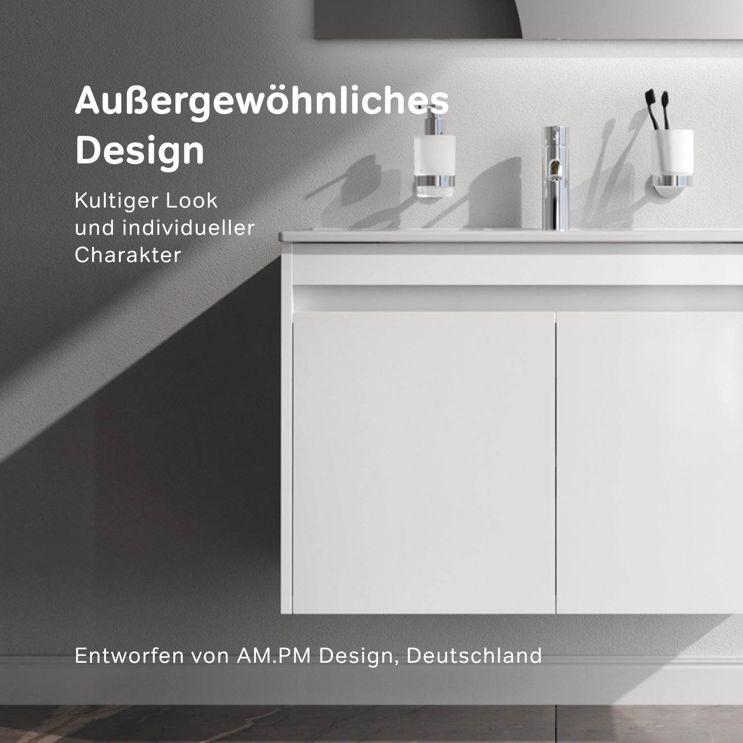 MPAX0801WG-C0802WG Waschtischunterschrank mit Waschbecken, als Flachpaket geliefert, 80 cm, 2 Türen, Weiß glänzend