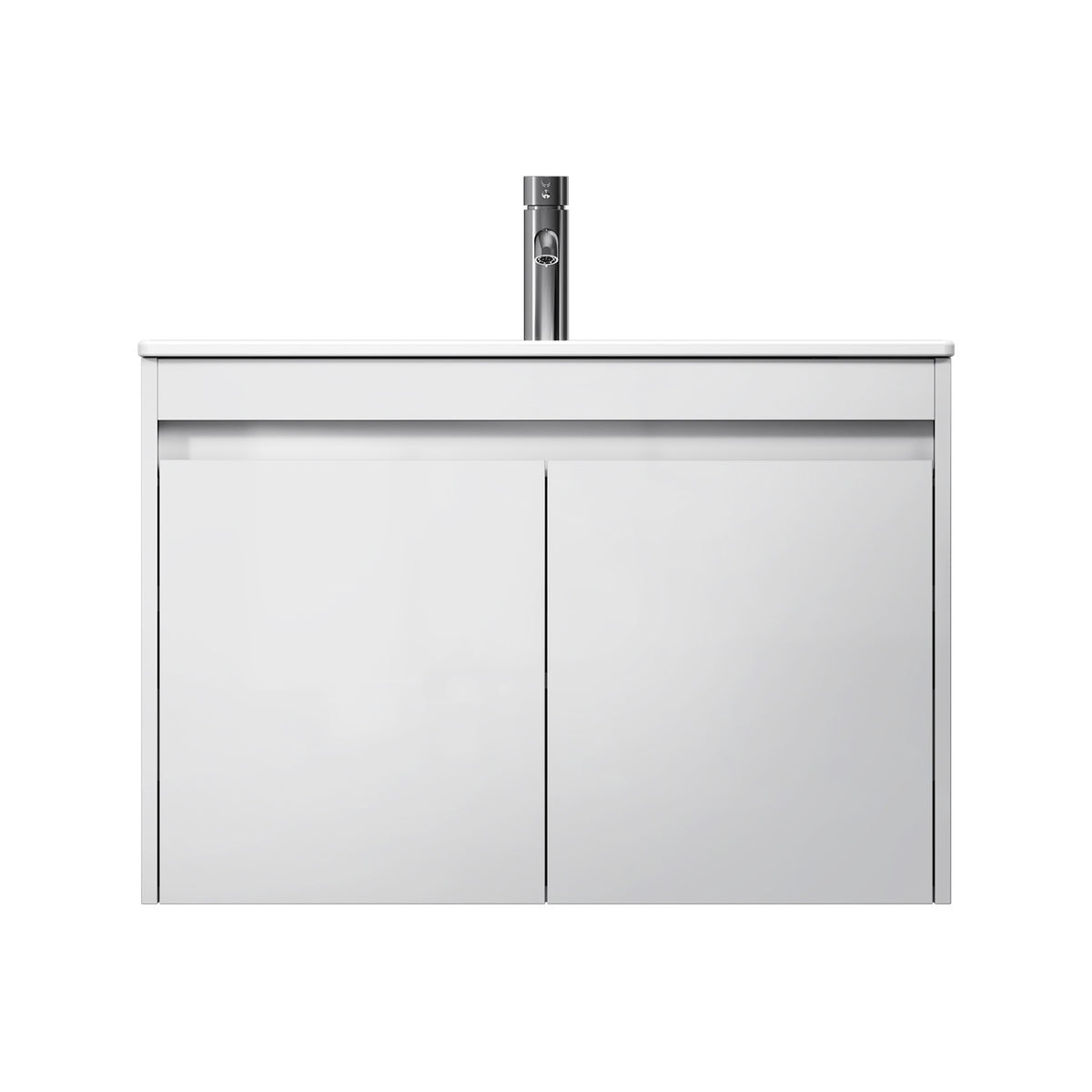 Meuble vasque avec lavabo, 80 cm, livré à plat, 2 portes, blanc brillant–MPAX0801WG-C0802WG