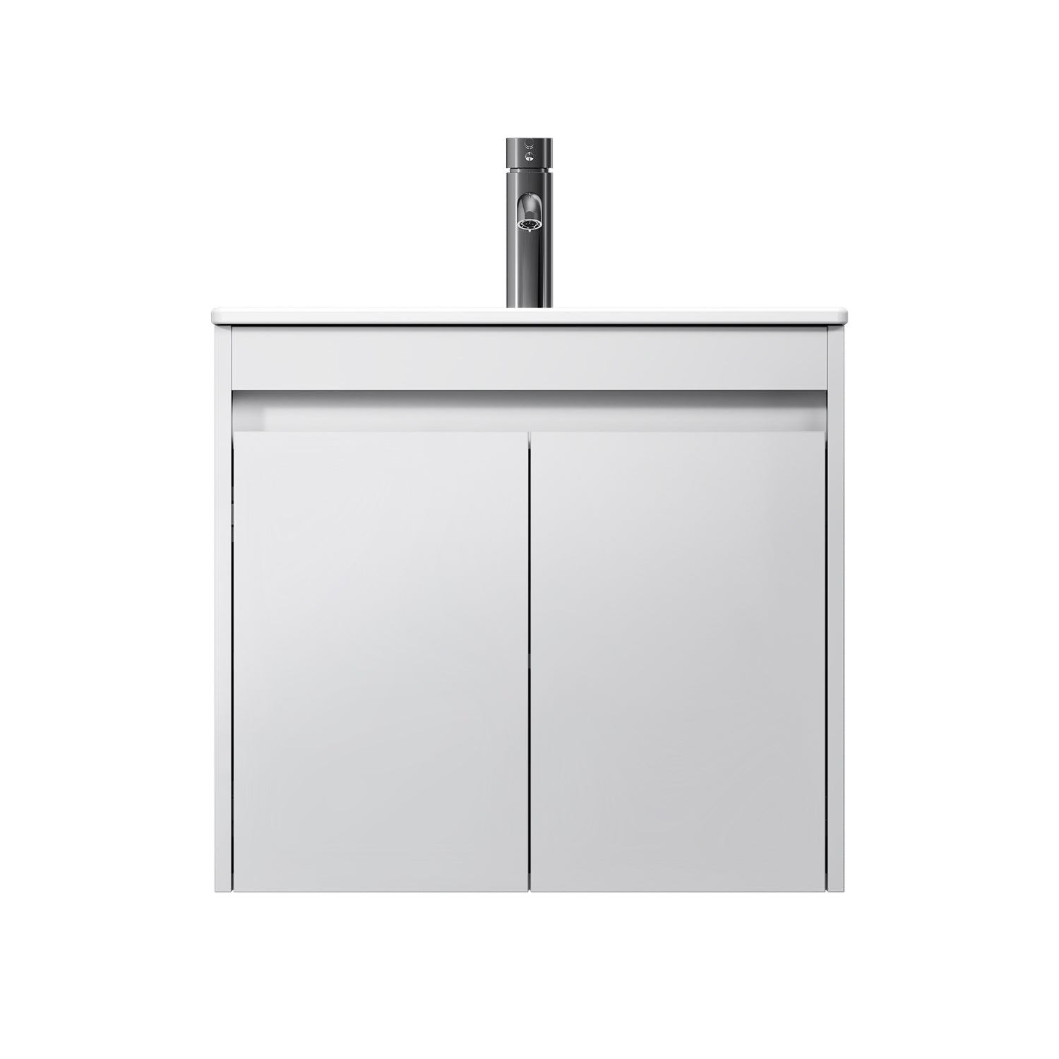 Meuble vasque MPAX0601WG-C0602WG avec lavabo, livré à plat, 60 cm, 2 portes, blanc brillant
