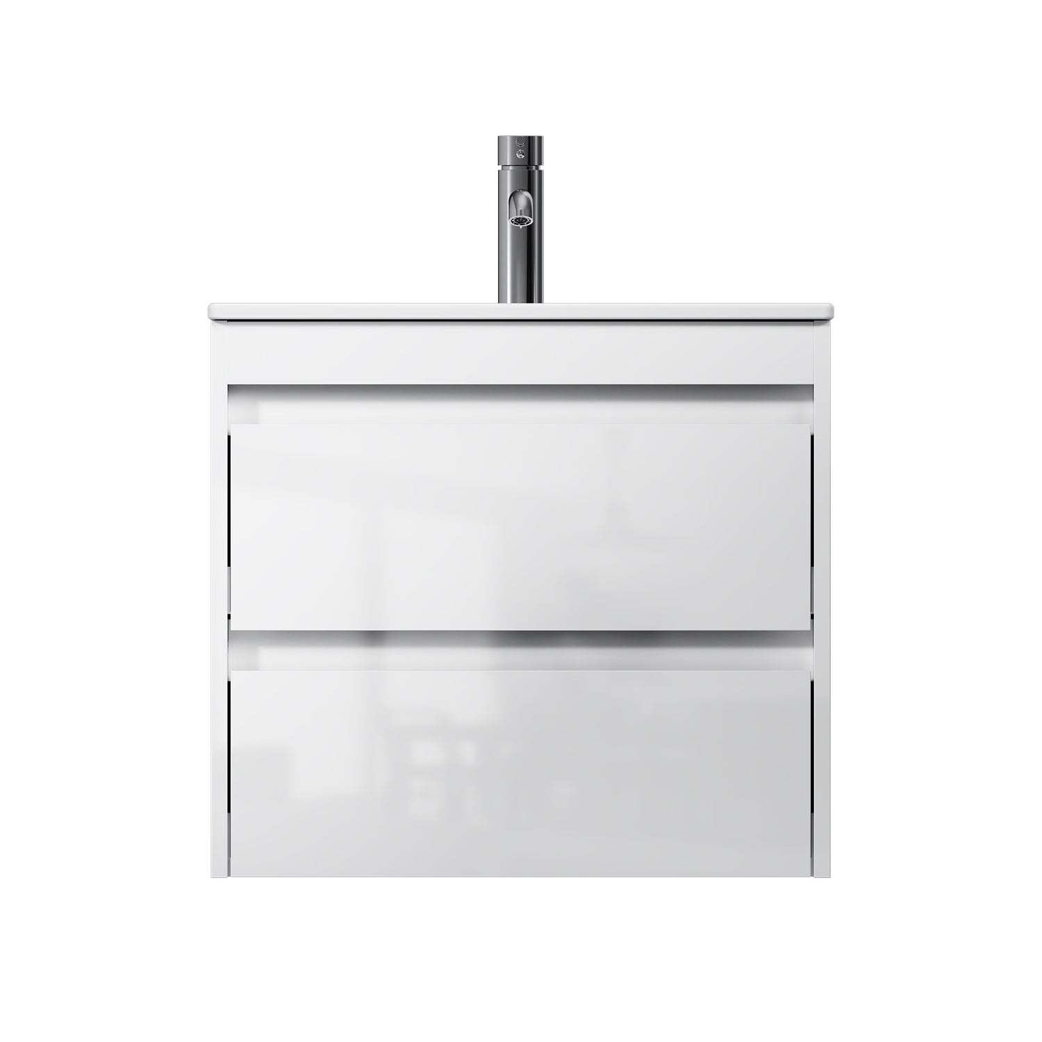 MPAX0602WG-C0602WG Meuble sous-vasque avec vasque, livré démonté, 60 cm, 2 tiroirs, blanc brillant