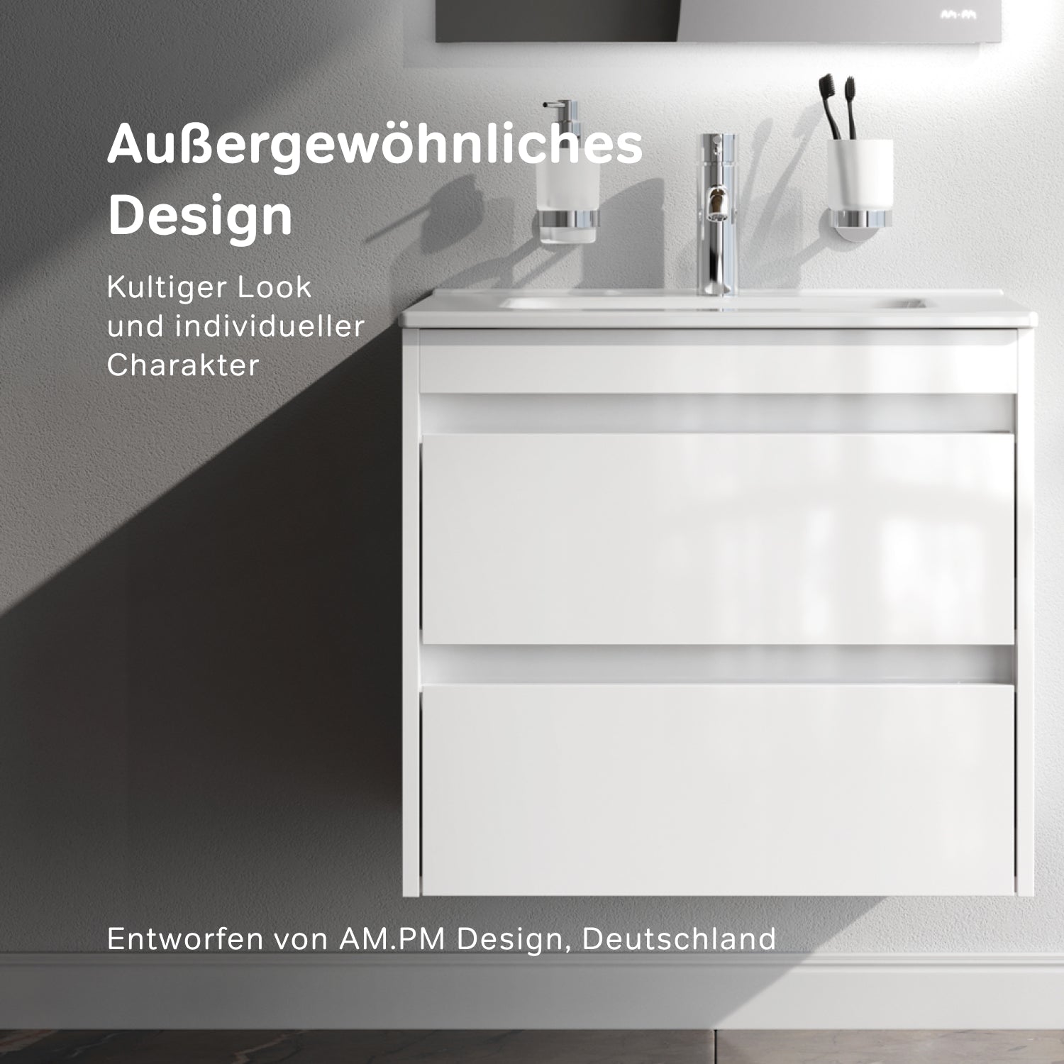 MPAX0602WG-C0602WG Meuble sous-vasque avec vasque, livré en kit, 60 cm, 2 tiroirs, blanc brillant