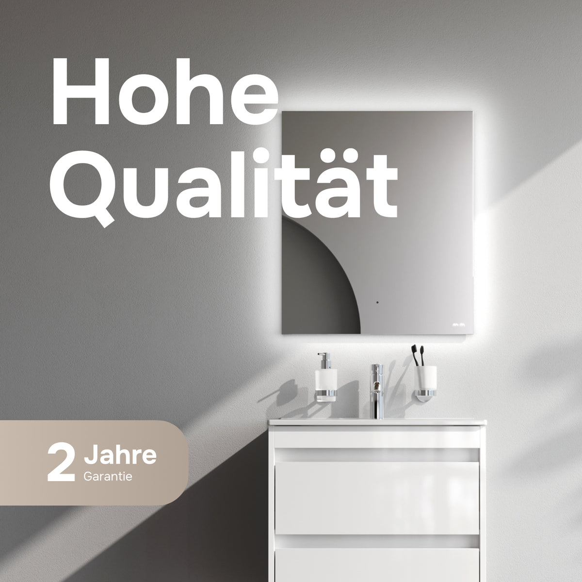 Waschtischunterschrank mit Waschbecken, 60 cm, als Flachpaket, 2 Schubladen, Weiß glänzend – MPAX0602WG-C0602WG