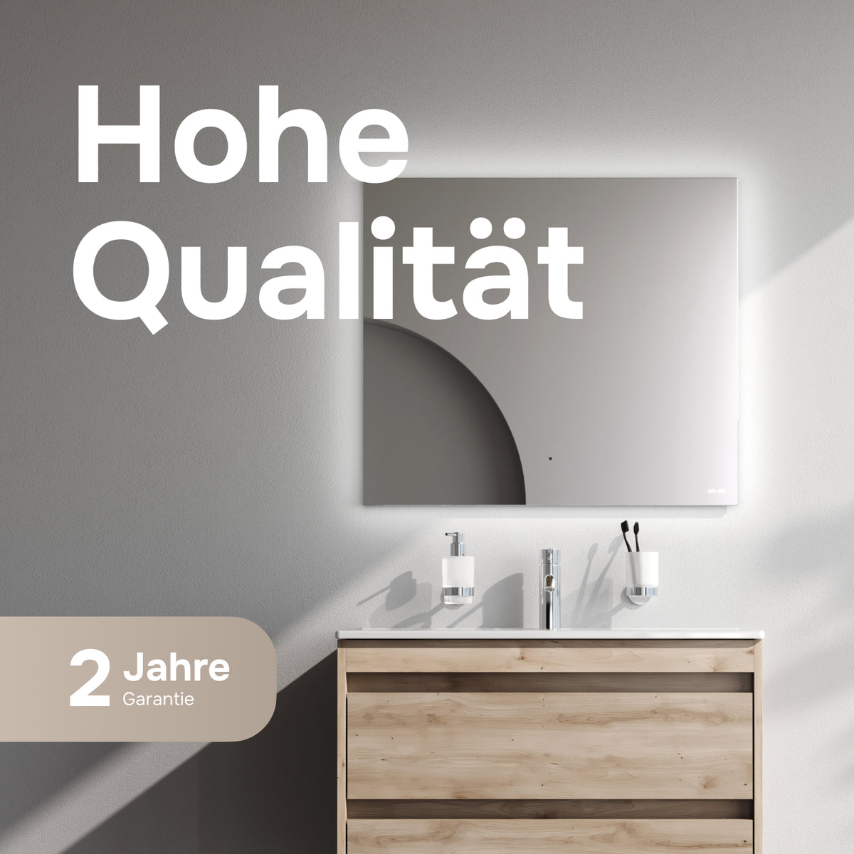 Waschtischunterschrank mit Waschbecken, 80 cm, als Flachpaket, 2 Schubladen, Eiche – MPAX0802HF-C0802WG