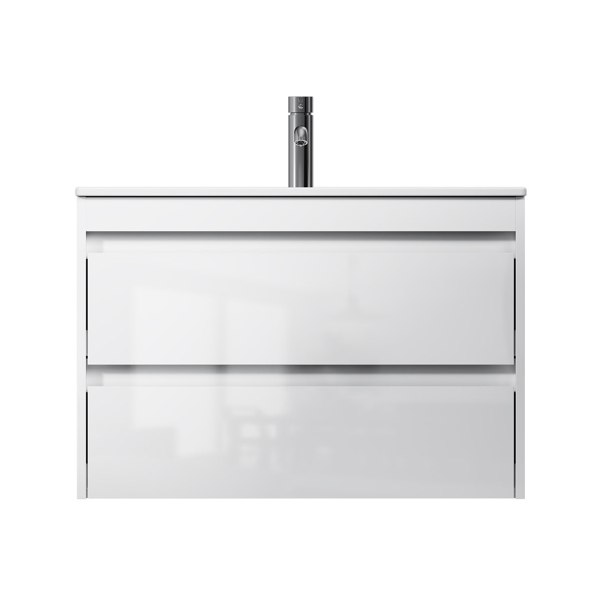Meuble vasque avec lavabo, 80 cm, livré à plat, 2 tiroirs, blanc brillant–MPAX0802WG-C0802WG