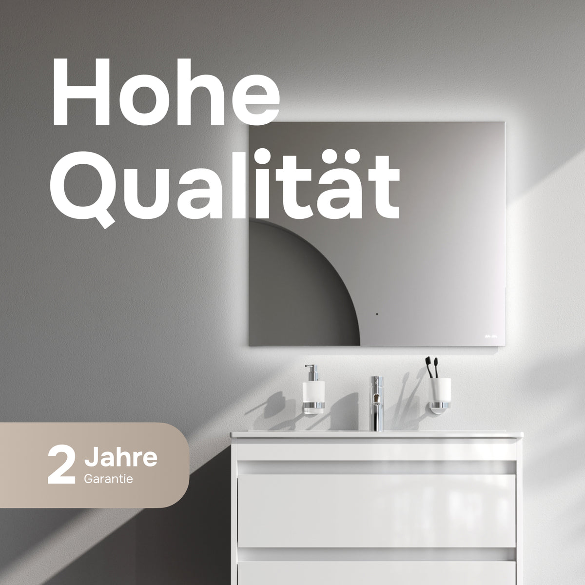 Waschtischunterschrank mit Waschbecken, 80 cm, als Flachpaket, 2 Schubladen, Weiß glänzend – MPAX0802WG-C0802WG