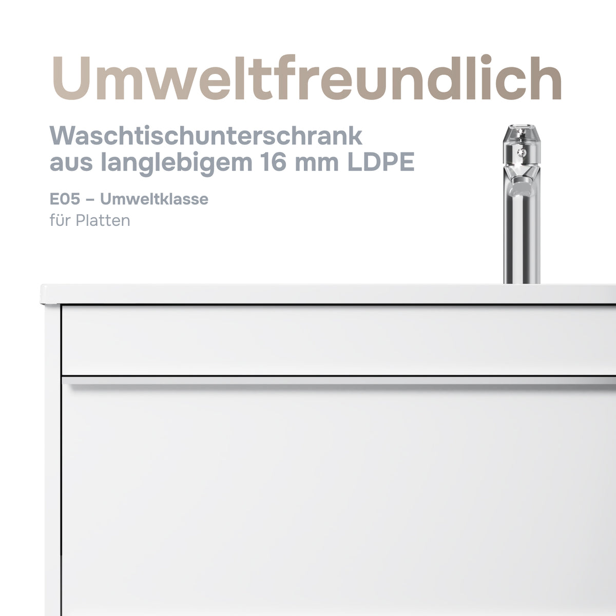 Waschtischunterschrank mit Waschbecken, 100 cm, als Flachpaket, 2 Schubladen – MTA-FHX1002WG-WCC1002
