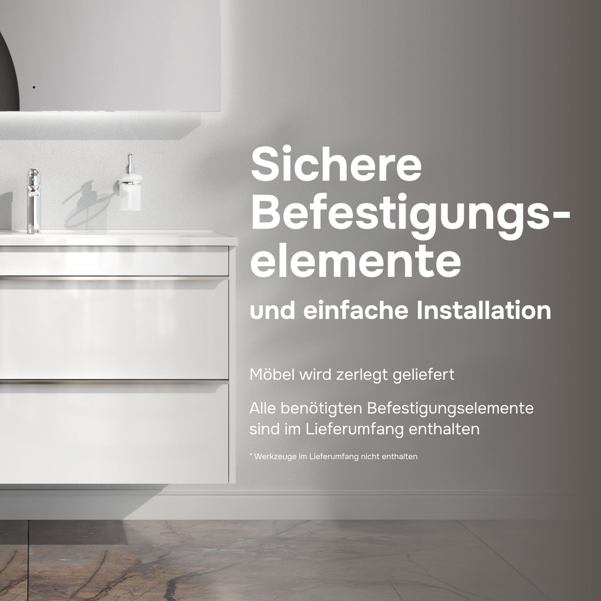 Waschtischunterschrank mit Waschbecken, 100 cm, als Flachpaket, 2 Schubladen – MTA-FHX1002WG-WCC1002