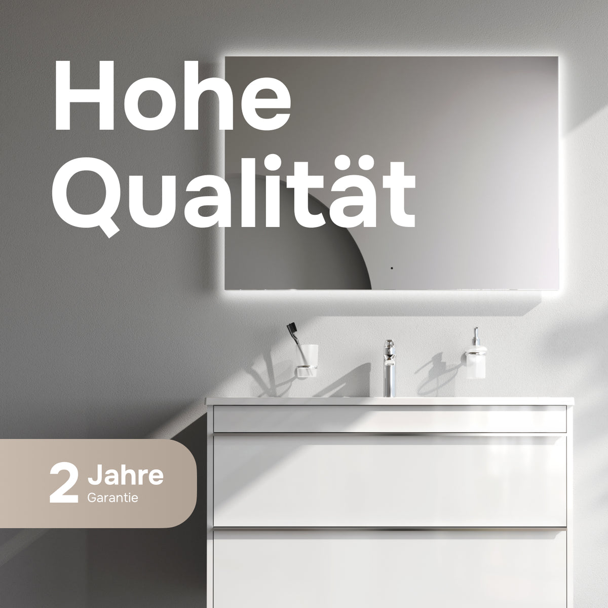 Waschtischunterschrank mit Waschbecken, 100 cm, als Flachpaket, 2 Schubladen – MTA-FHX1002WG-WCC1002