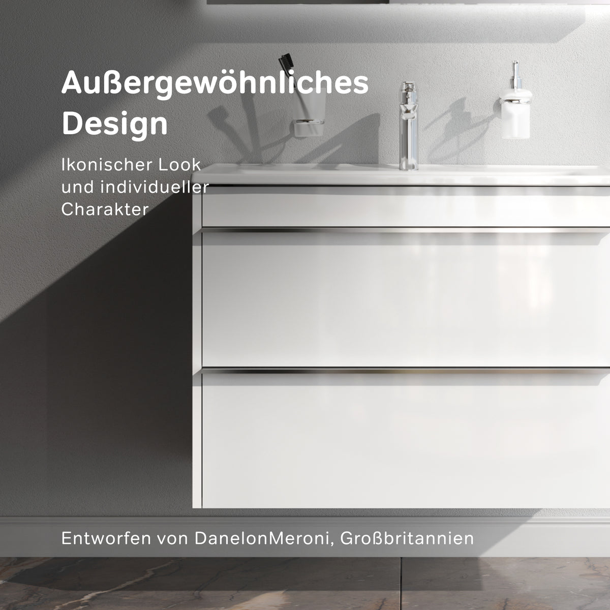 MTA-FHX0802WG-WCC0802 Waschtischunterschrank mit Becken, 80 cm, 2 Schubladen Hit Badmöbel Waschbecken mit Unterschrank ampm-store.de