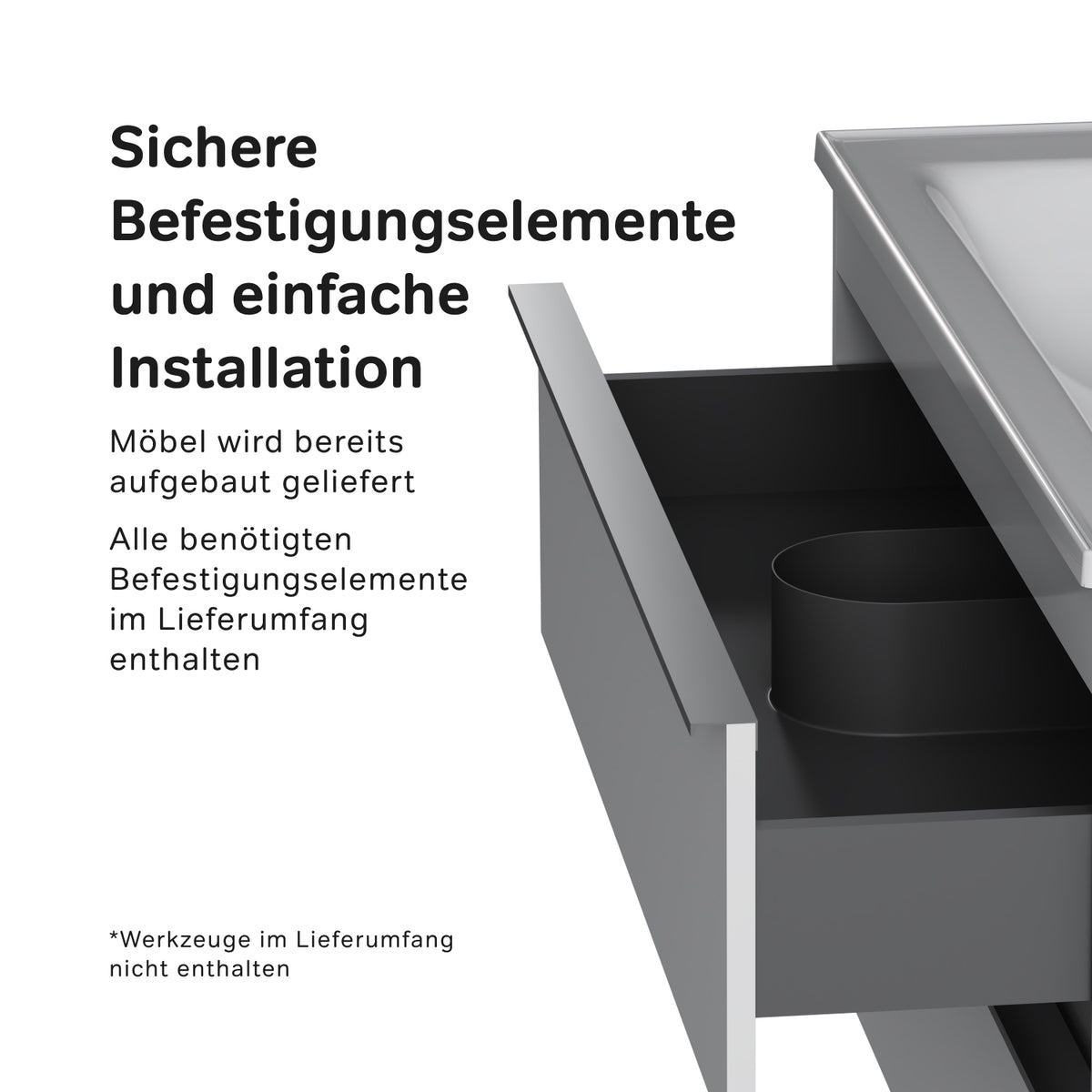 MTA-FHX1002WG-WCC1002 Waschtischunterschrank mit Becken, 100 cm, 2 Schubladen Hit Badmöbel Waschbecken mit Unterschrank ampm-store.de