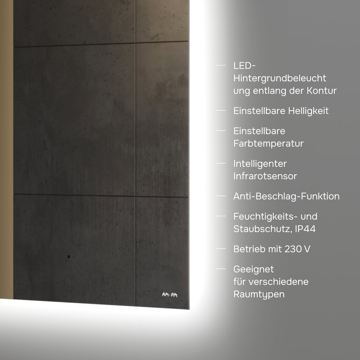 Miroir de salle de bain LED Hit 60 cm, intensité réglable, sans contact, antibuée–MTAMOX10601S