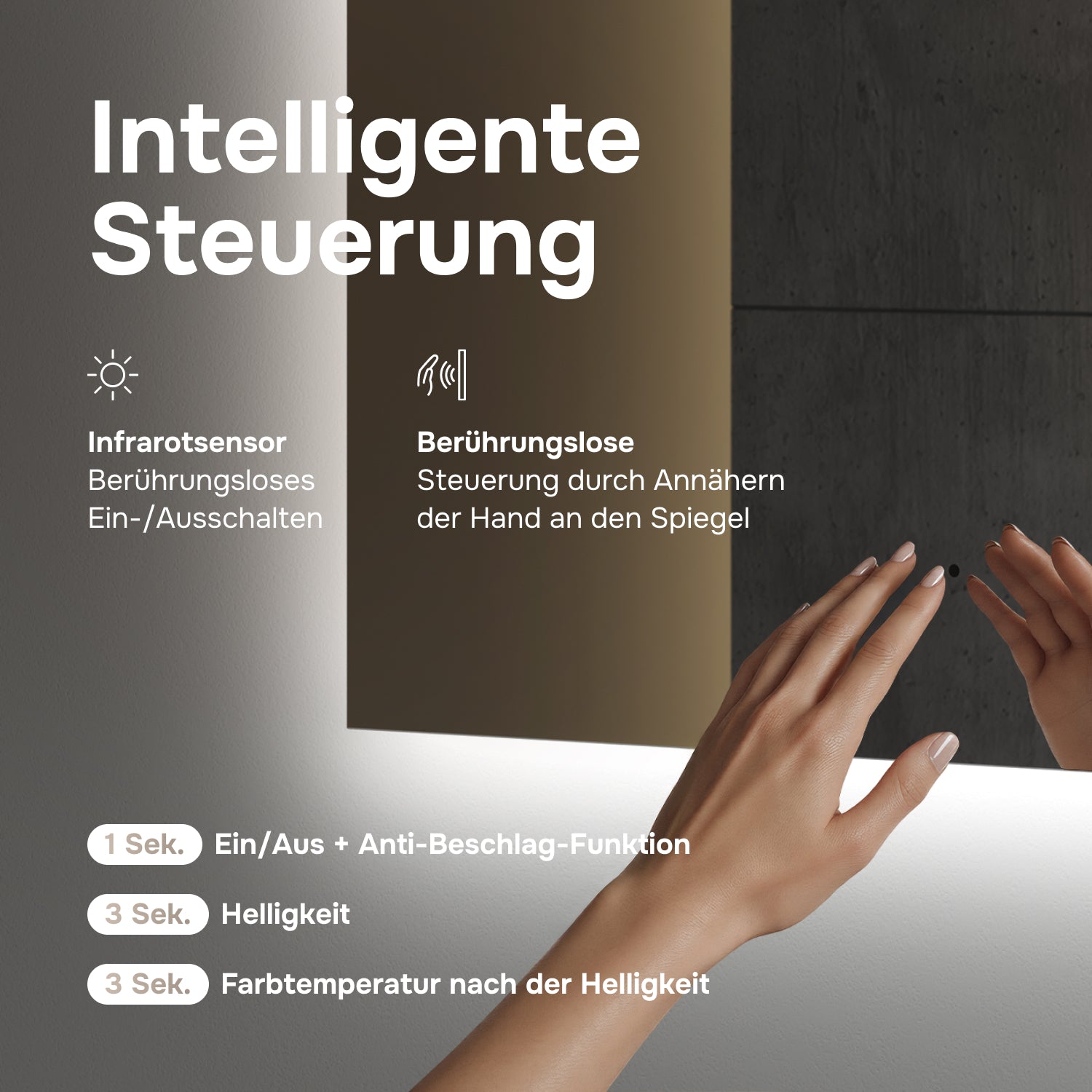 MTAMOX10601S LED-Spiegel 60 cm Hit - dimmbar, Touchless, Anti-Beschlag