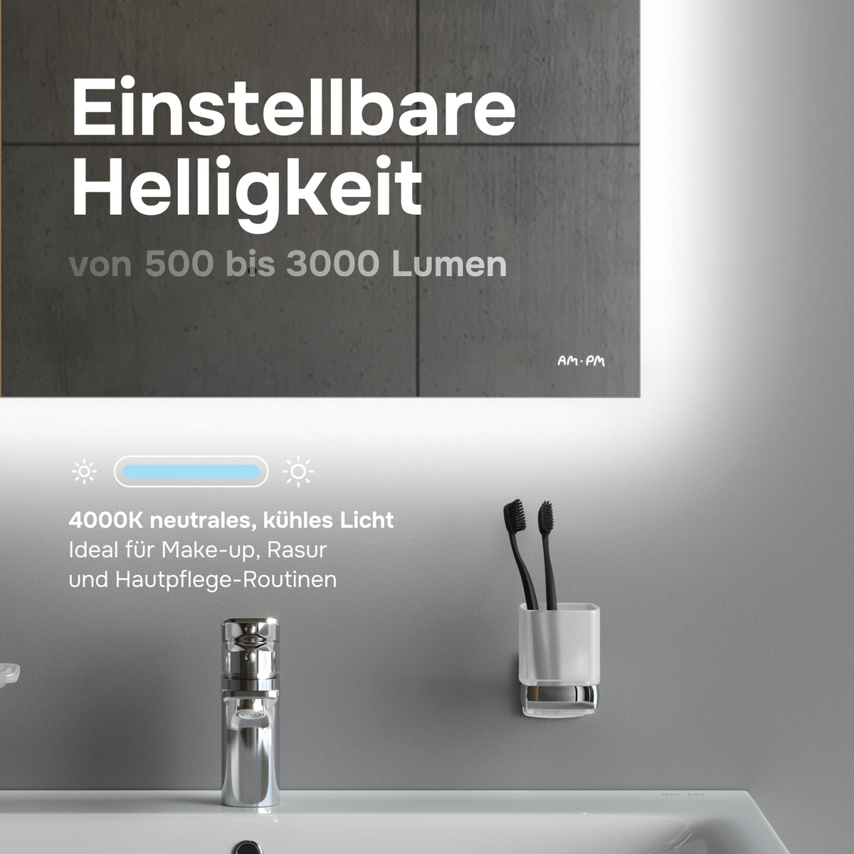 Miroir de salle de bain LED Hit 60 cm, intensité réglable, sans contact, antibuée–MTAMOX10601S