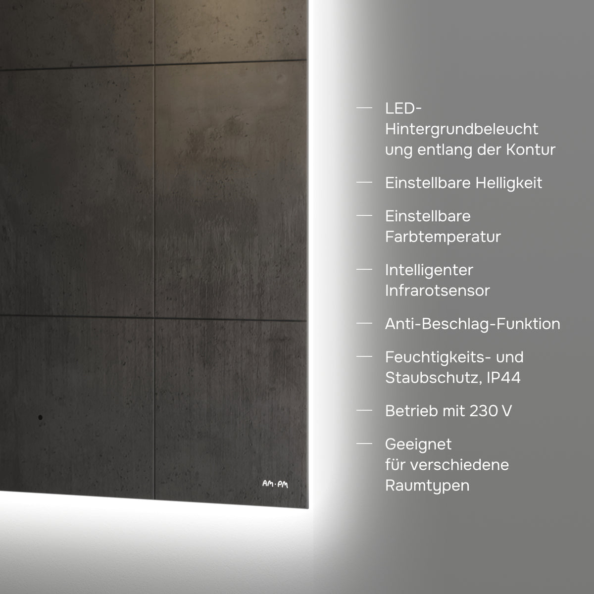 Miroir de salle de bain LED Hit 80 cm, intensité réglable, sans contact, antibuée–MTAMOX10801S