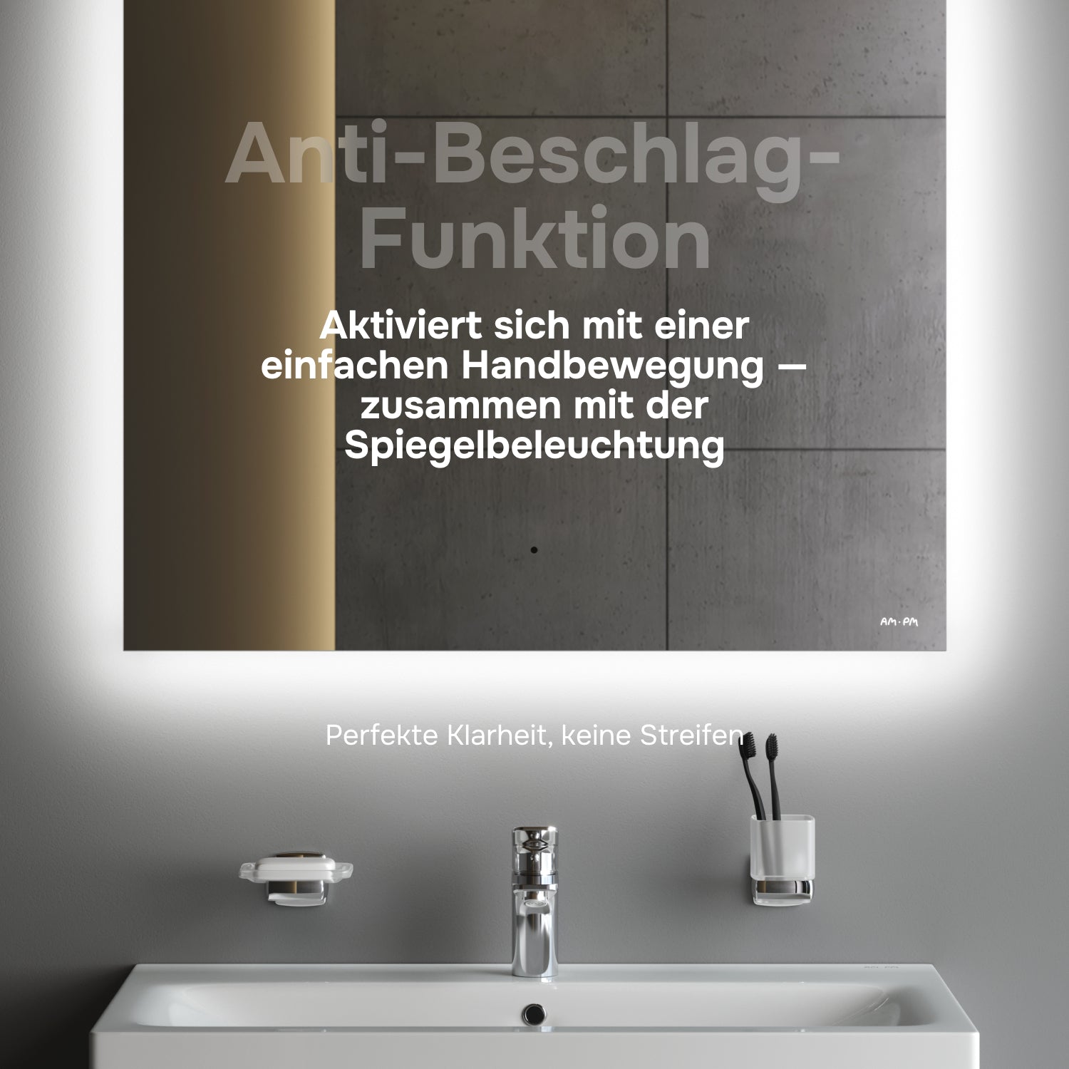 MTAMOX10801S Miroir LED 80 cm Hit-à intensité variable, sans contact, antibuée