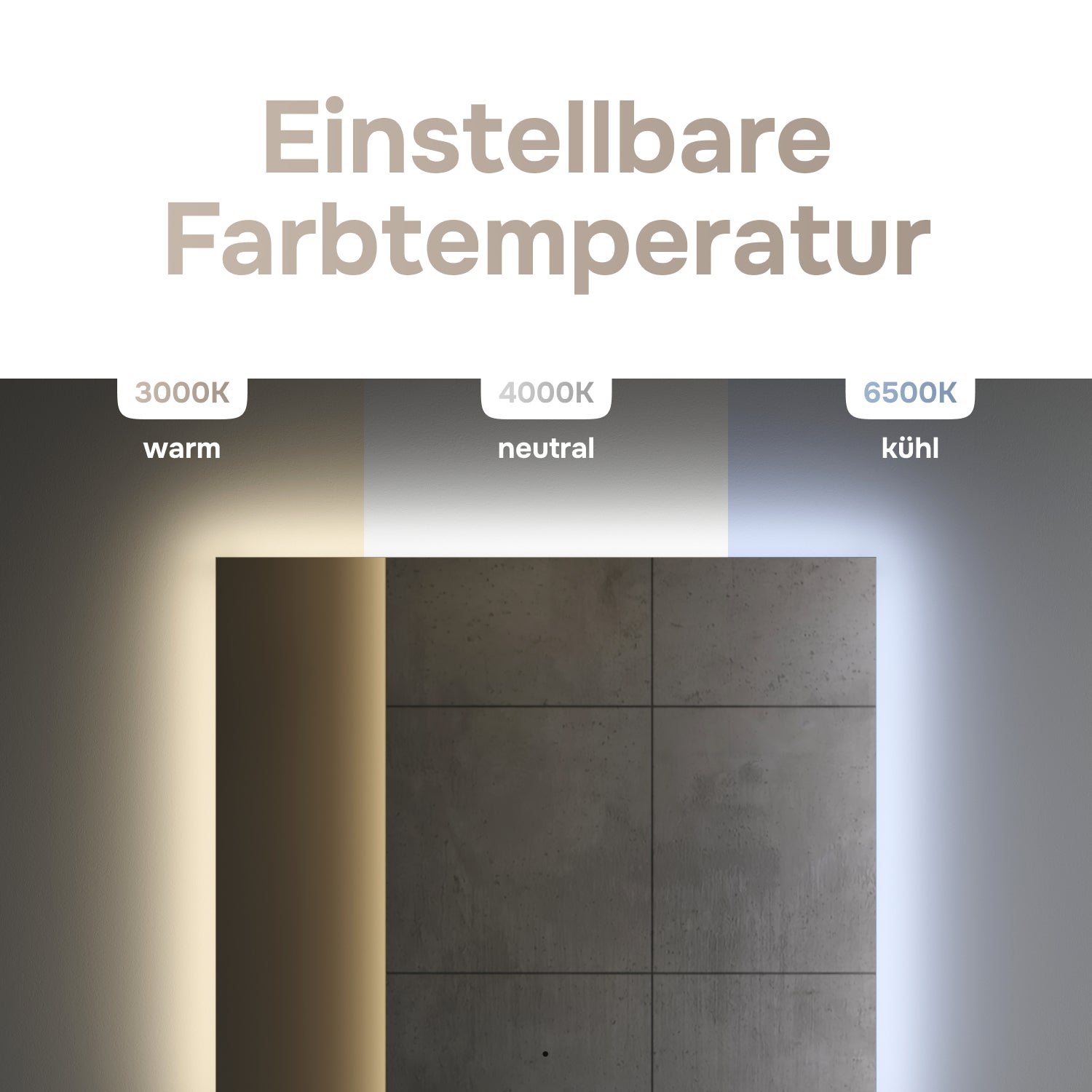 MTAMOX10801S Miroir LED 80 cm Hit-à intensité variable, sans contact, antibuée