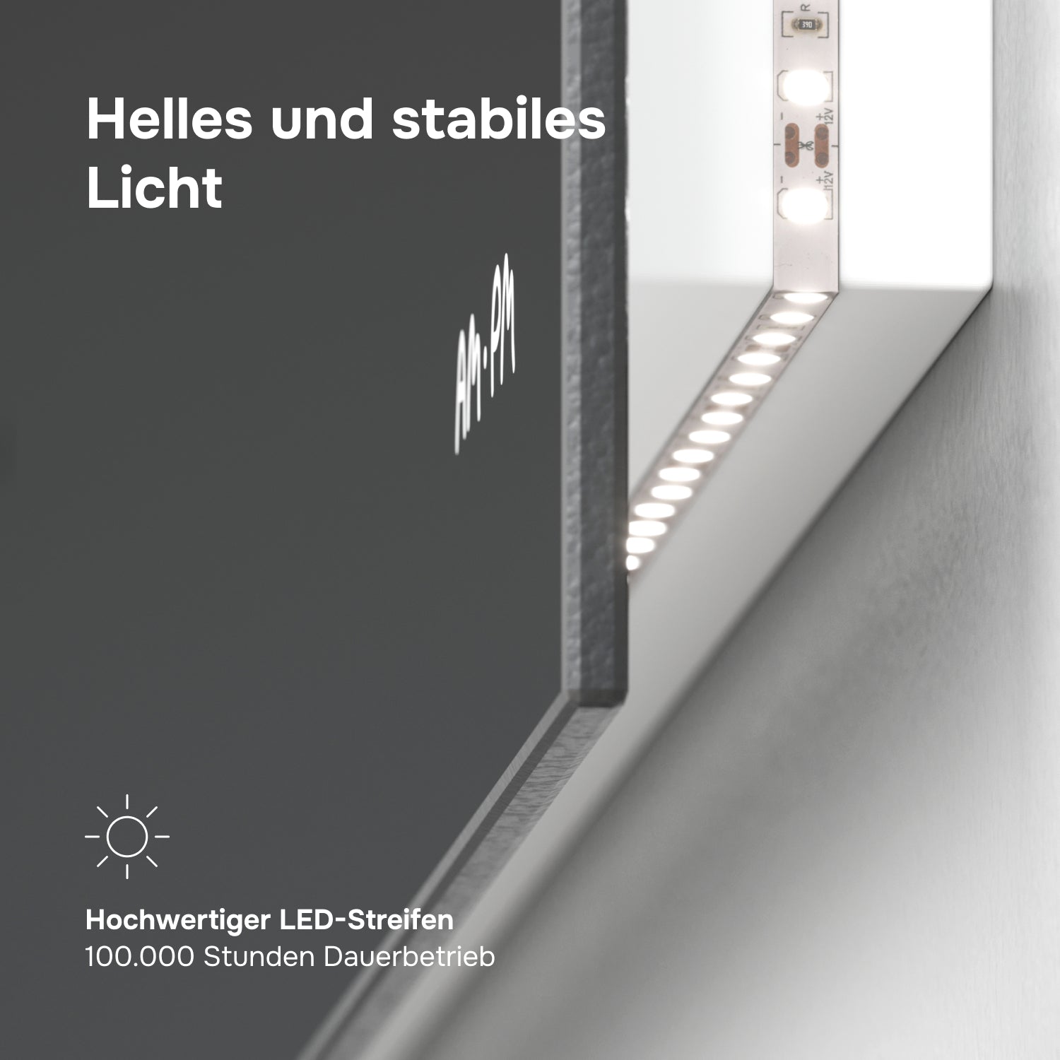 MTAMOX11001S Miroir LED 100 cm Hit-à intensité variable, sans contact, antibuée