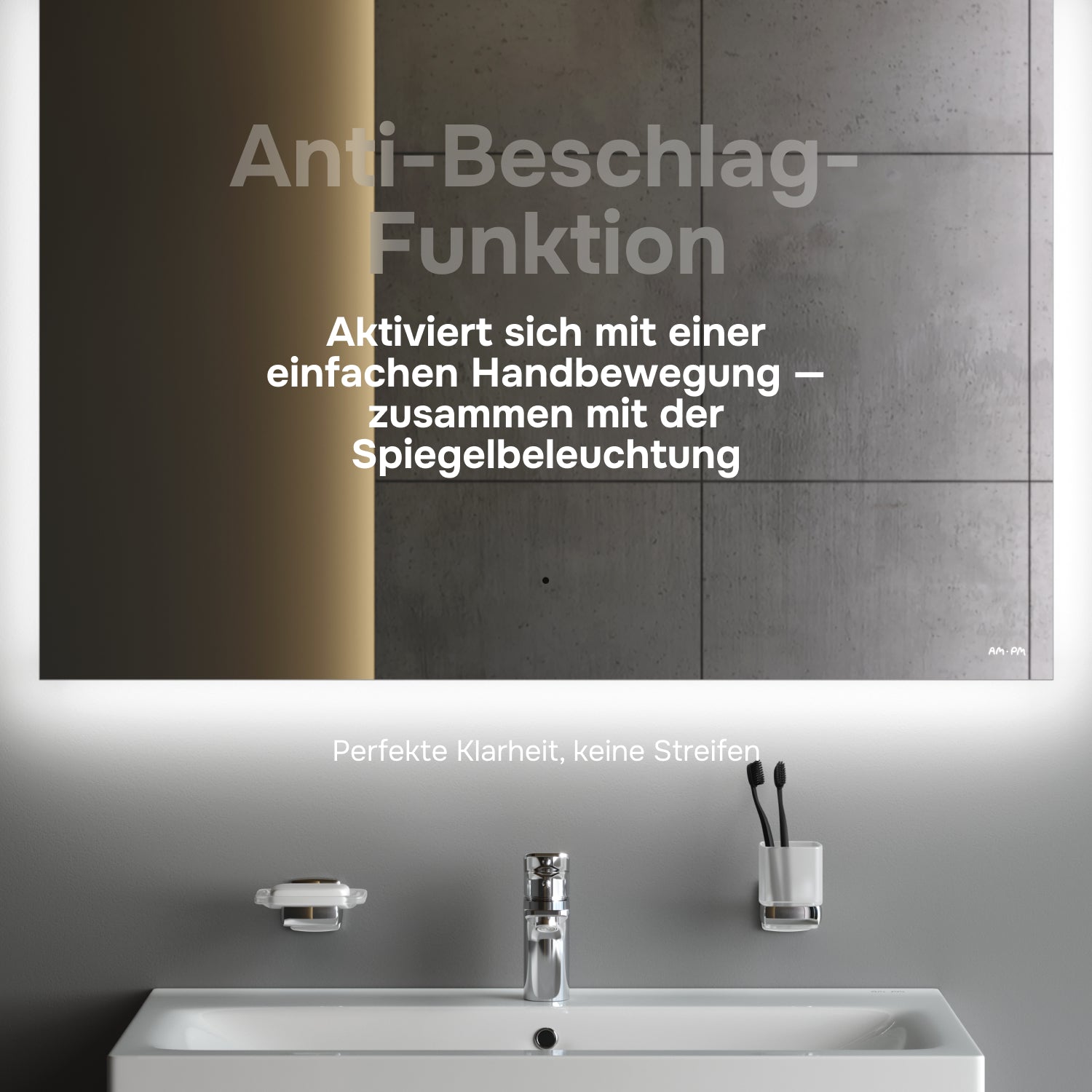 MTAMOX11001S Miroir LED 100 cm Hit-à intensité variable, sans contact, antibuée