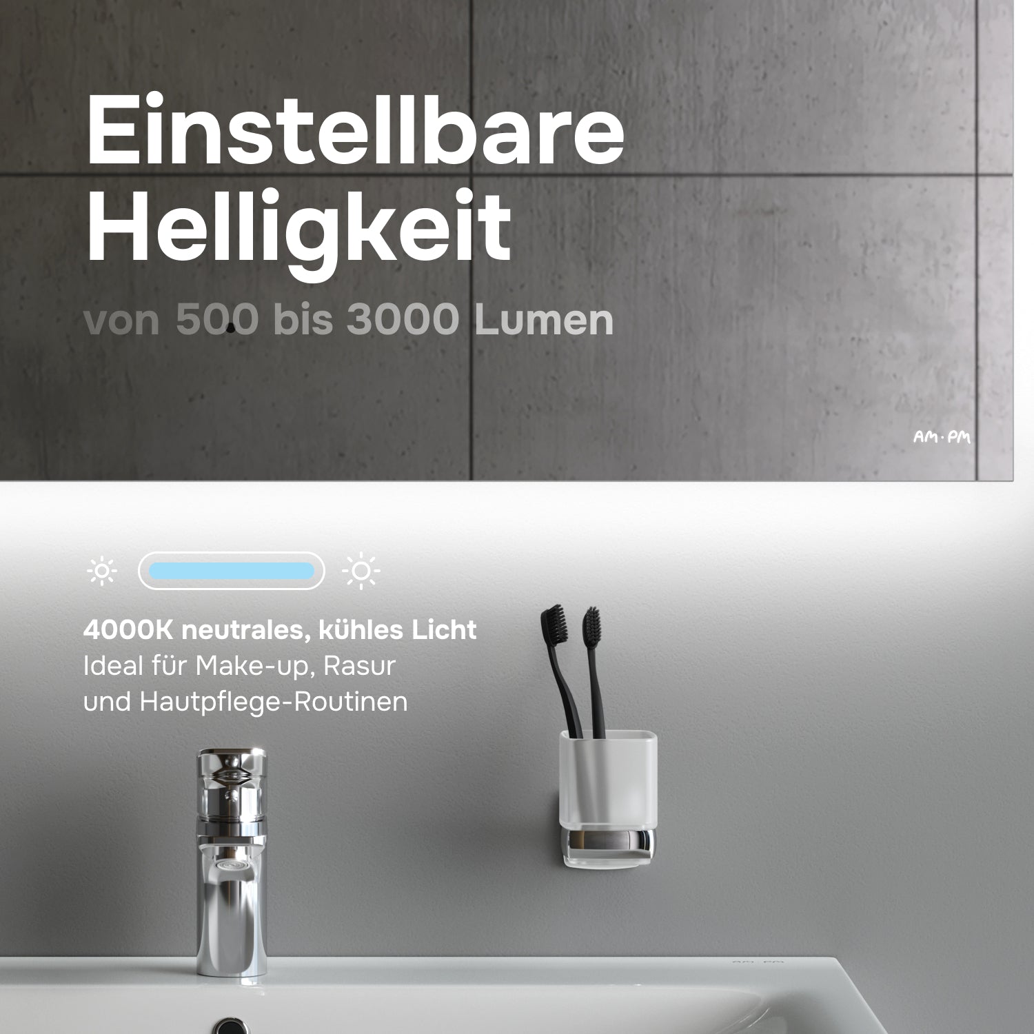 MTAMOX11001S Miroir LED 100 cm Hit-à intensité variable, sans contact, antibuée