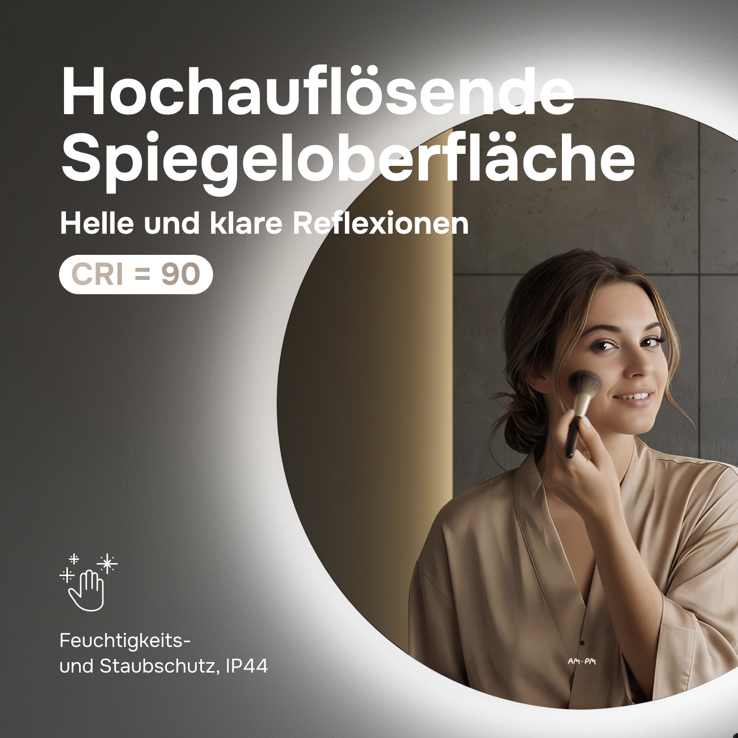 MTAMOX40601S Miroir LED 60 cm Hit-à intensité variable, sans contact, antibuée