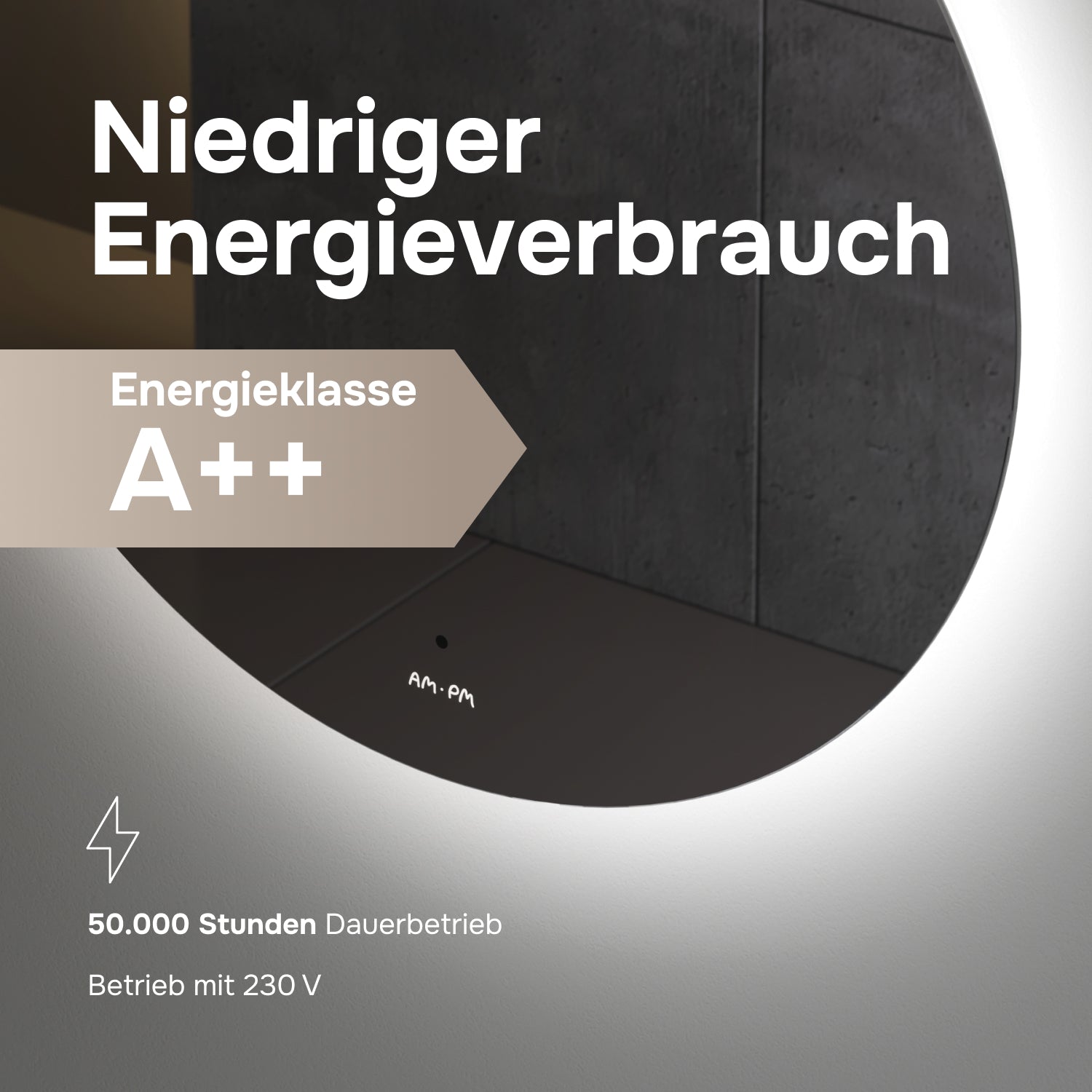 MTAMOX40601S Miroir LED 60 cm Hit-à intensité variable, sans contact, antibuée