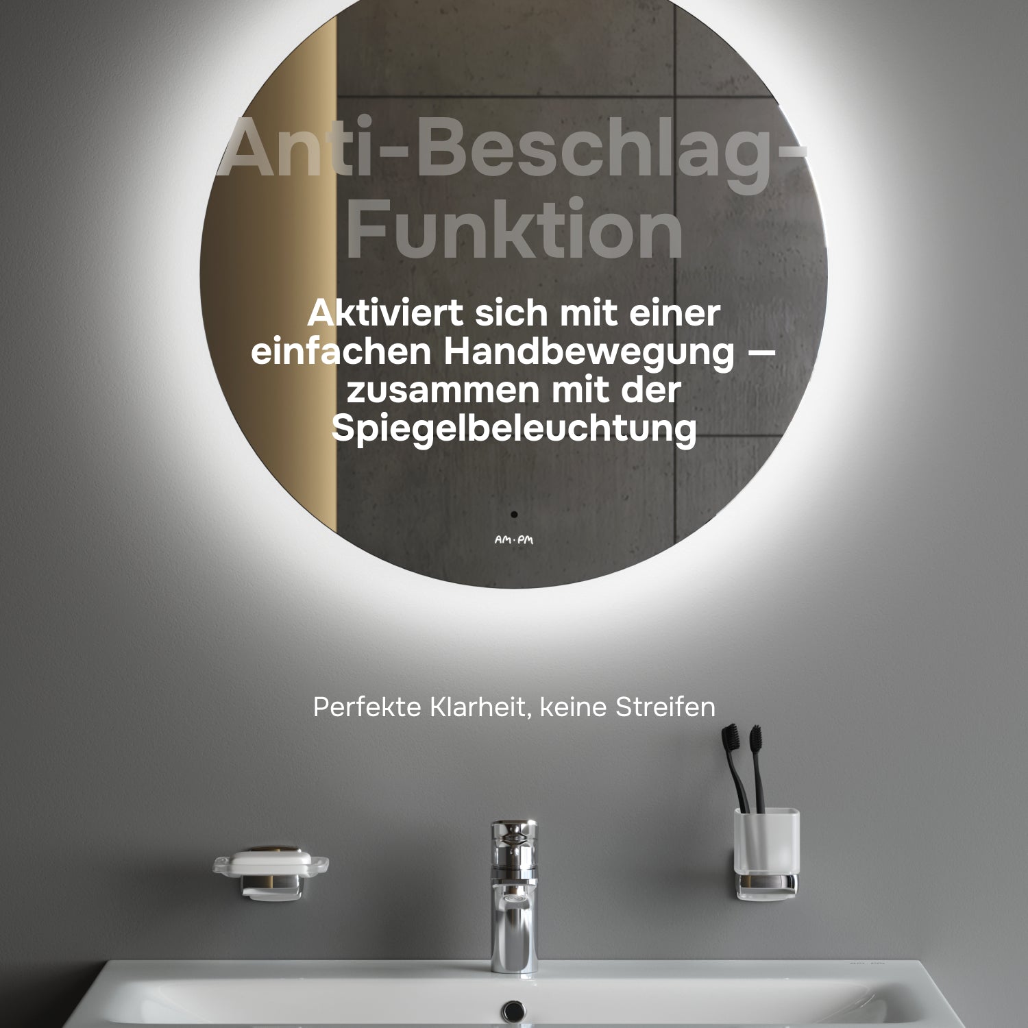 MTAMOX40601S Miroir LED 60 cm Hit-à intensité variable, sans contact, antibuée