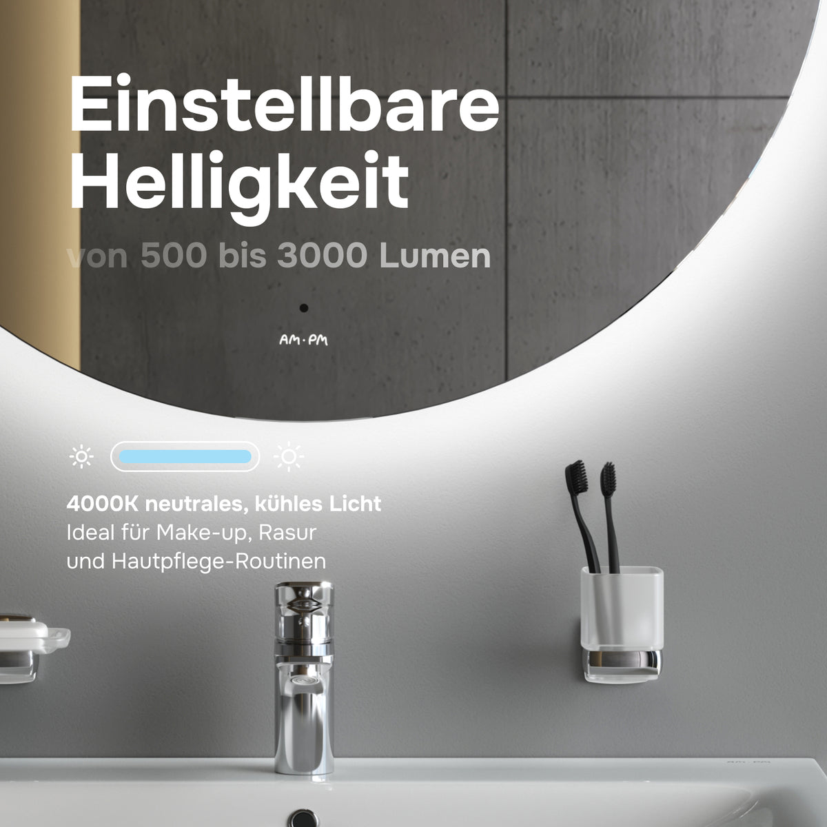 Miroir de salle de bain LED Hit 80 cm, intensité réglable, sans contact, antibuée–MTAMOX40801S