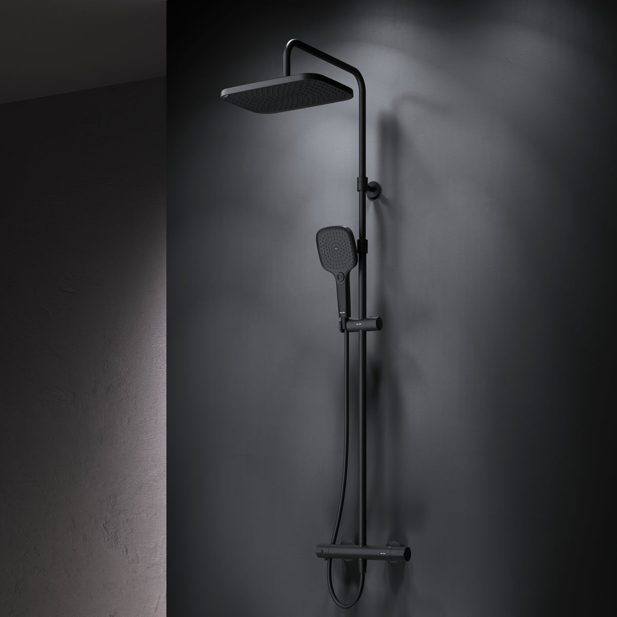 Duschsystem Play mit Thermostat und Regendusche, Schwarz – F078W422