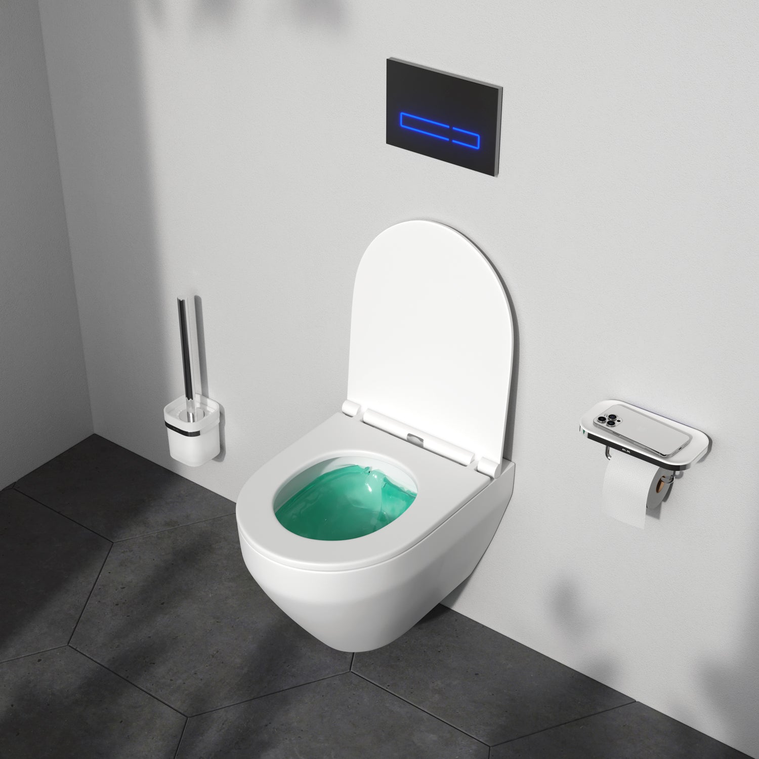 WC suspendu CSB1700SC avec siège WC à fond creux Spirit V2. 0 FlashClean, WC suspendu sans rebord avec abattant