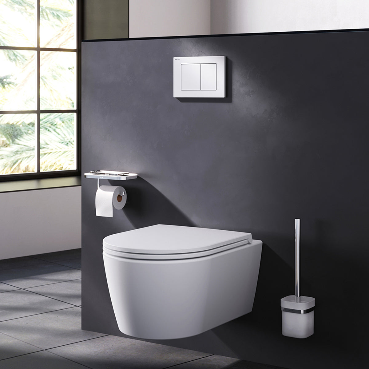 Ensemble WC complet Spike avec bâti-support et plaque de commande blanche–IIS90201. PA1900