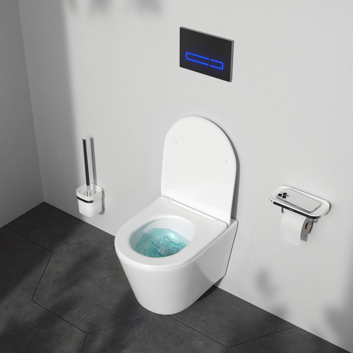 Ensemble WC complet Spike avec bâti-support et plaque de commande blanche–IIS90101. PA1900